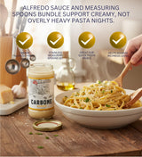 Carbone Alfredo Pasta Sauce (15 OZ.) Bundle with Measuring Spoon for Creamy Pasta Preparation and Controlled Serving - Gift Set (2 Items)