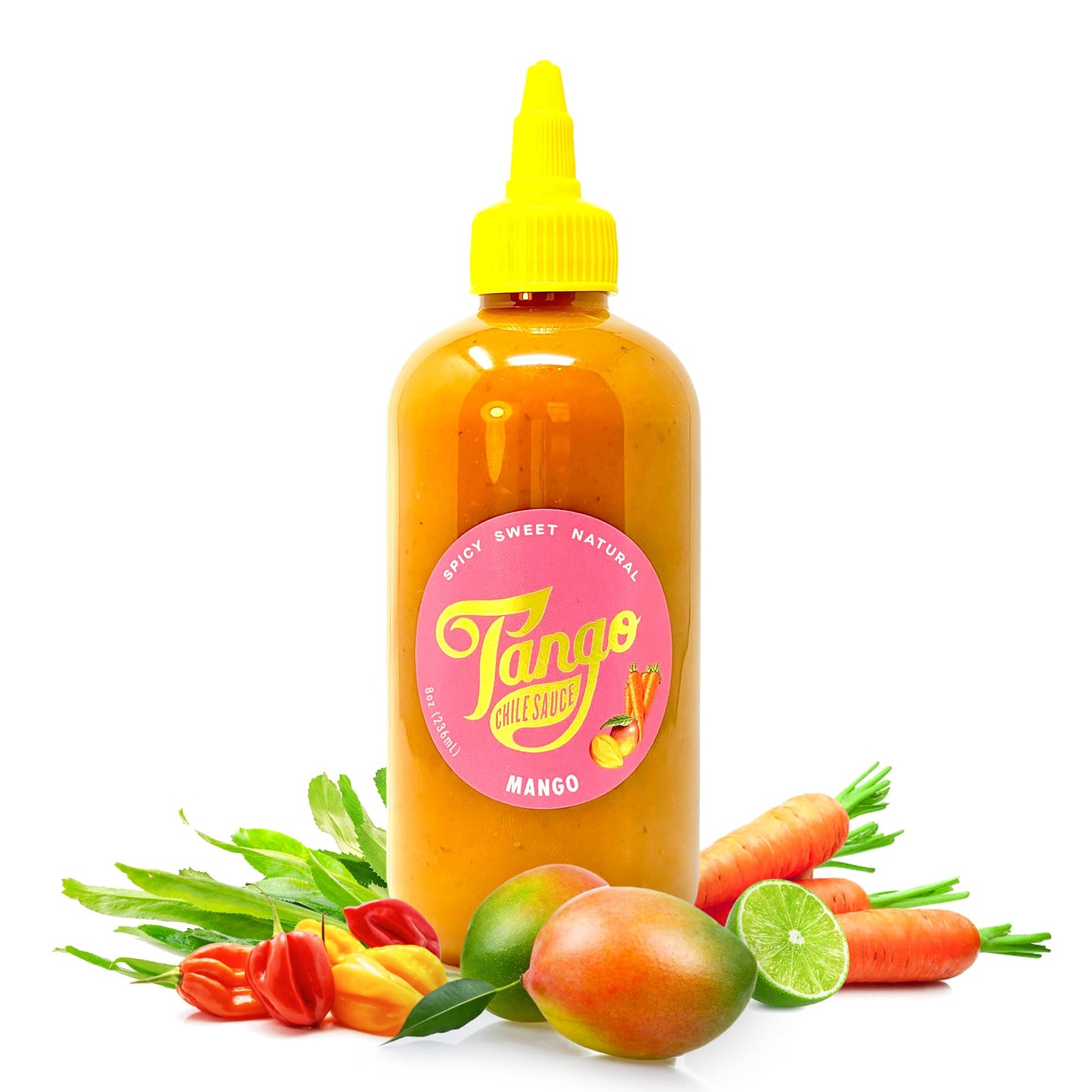 Mango Tango - Sweet & Spicy Tropical Heat - Carrot-Based Hot Sauce - Vegan, Gluten-Free, Small Batch - 8 oz
