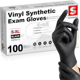 Schneider Black Vinyl Exam Gloves, 4mil, Disposable Latex-Free, Plastic Gloves for Medical, Cooking, Cleaning, and Food Prep, Sizes Medium