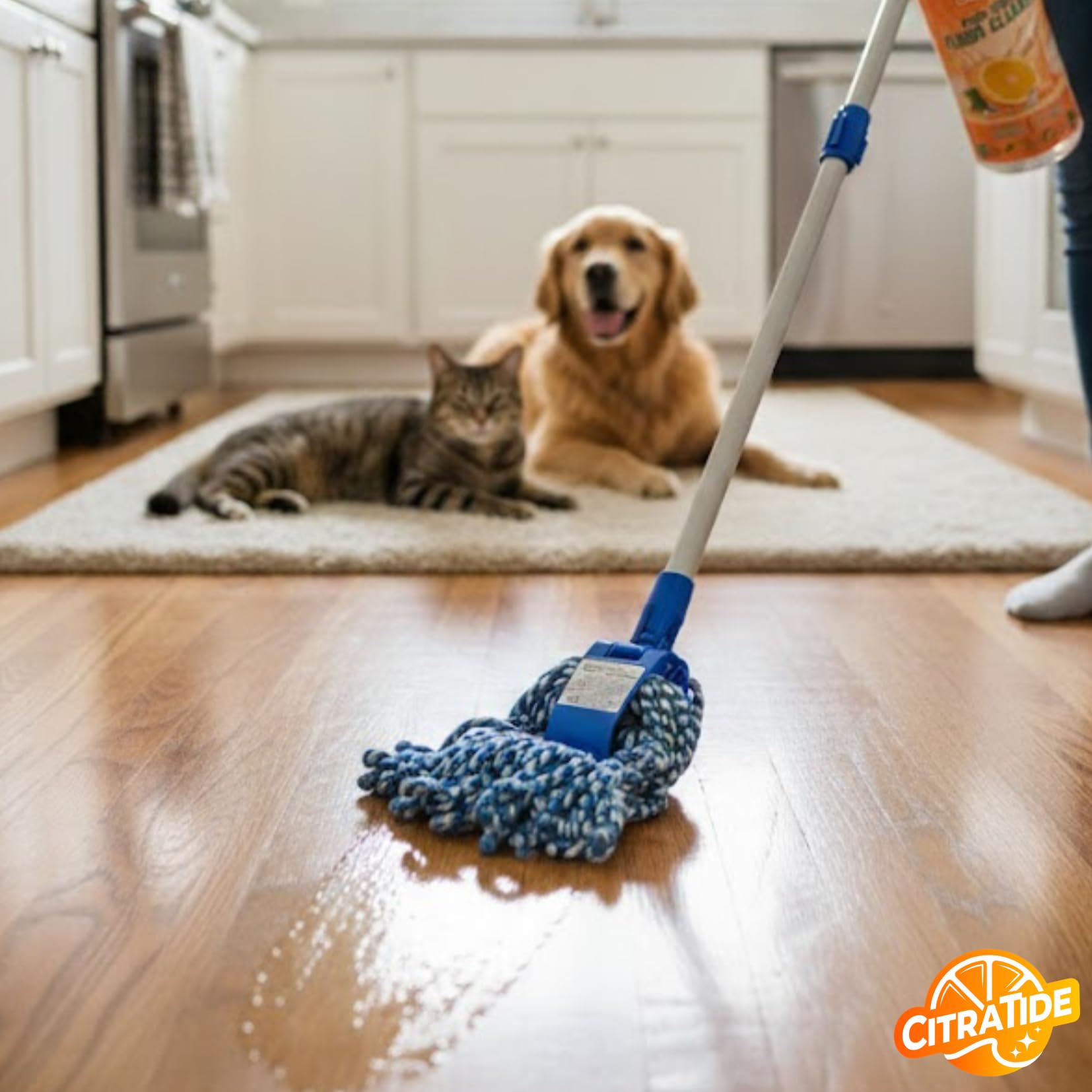 Hardwood Floor Cleaner and Polish Restorer - Heavy Duty Plant-Based Cleaning & Conditioning Citrus Formula for Tile, Wood, Laminate & Vinyl Floors