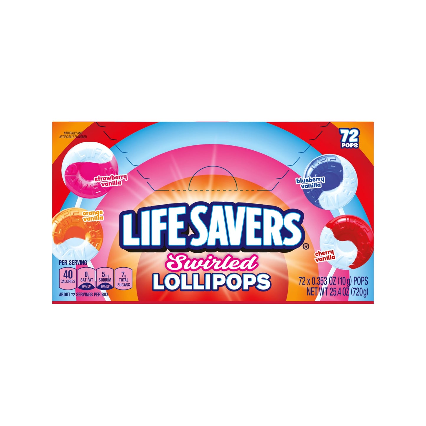 Life Savers® Swirl Lollipops - Bulk Box of Life Savers® Lollipops Individually Wrapped, Fruit and Cream Swirled Suckers, Assorted Flavors - 72 Count