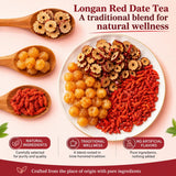 Chinese Herbal Tea Bags with Longan, Red Date & Goji Berry, Jujube Tea, Caffeine Free Wellness Tea, Traditional Chinese Tea, 50 Triangle Tea Bags