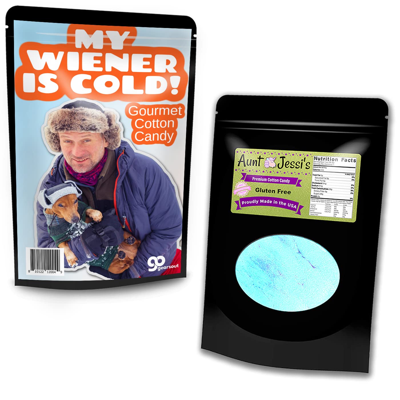 My Wiener is Cold Cotton Candy - Gourmet Food Gifts for Men - Funny Gag Gift for Dachshund Lovers - Blue Blueberry Flavor - Dog Owner Gifts for Women
