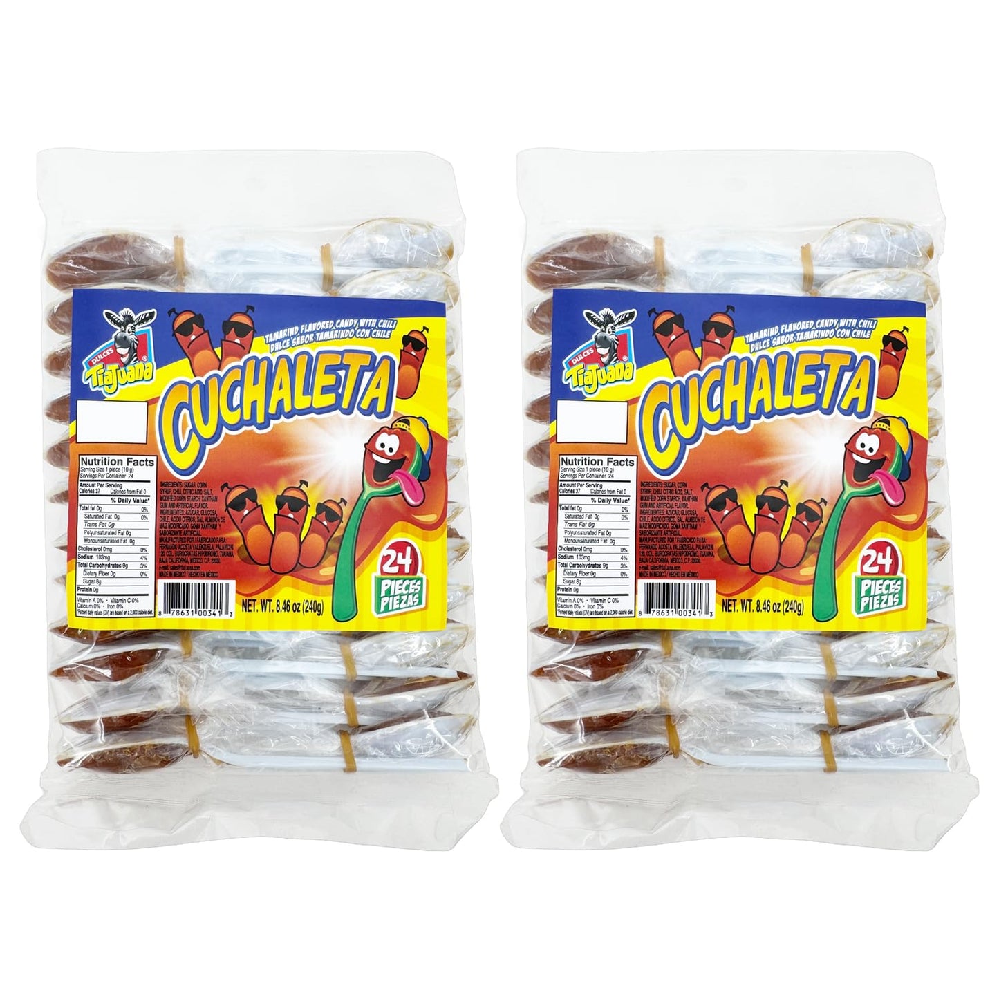 Cuchaleta Cucharitas Tamarindo con Chile Mexican Spoon Candy - 24 Count (2 Pack) - Tamarind Chili Candy Spoons, Sweet & Spicy Mexican Candy