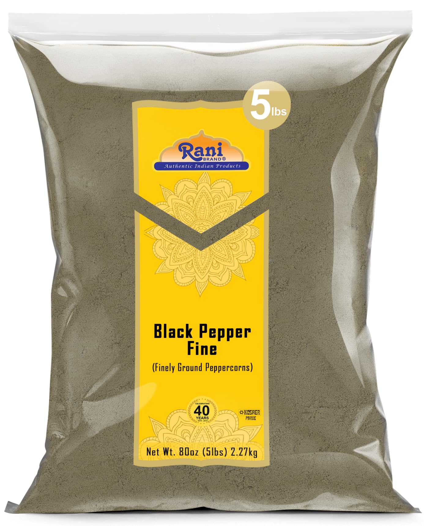 Rani Black Pepper Fine Powder 80 Mesh, 80oz (5lbs) 2.27kg Bulk ~ All Natural | Vegan | Gluten Friendly | NON-GMO | Kosher
