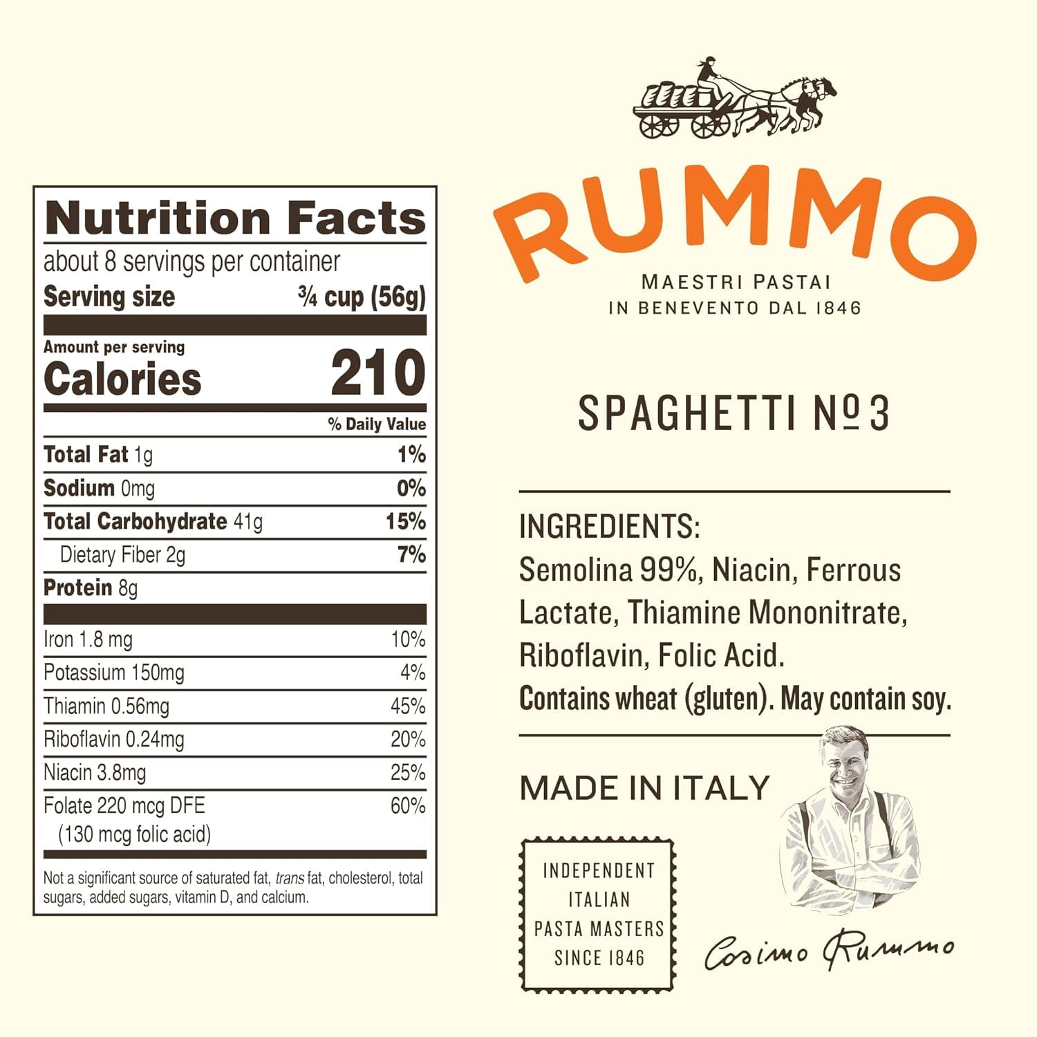 Rummo Spaghetti Pasta N.3 - Spaghetti Pasta Noodles, Durum Wheat Pasta, Thin Spaghetti Noodles, Italian Pasta, Dry Pasta - 16 Ounce (Pack of 18)