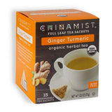 China Mist Full Leaf Tea Sachets, Ginger Turmeric Organic Herbal Tea, 15 Biodegradeable Tea Sachets