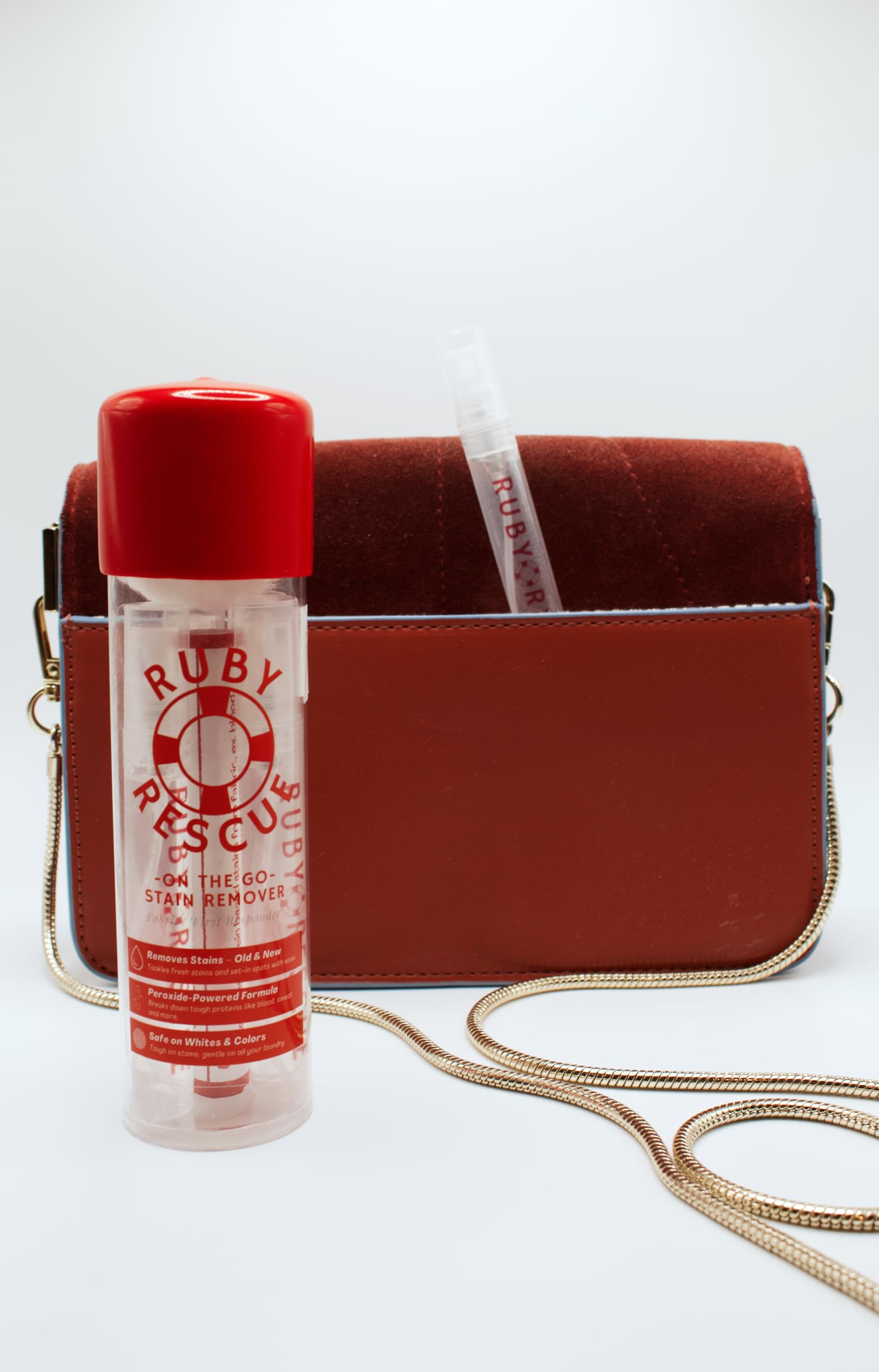 Ruby Rescue - To Go, Ruby Rescue Stain Remover, Powerful Peroxide Formula, Clothes, Carpets, Upholstery, Spray Cleaner, Instantly Lifts Protein-Based