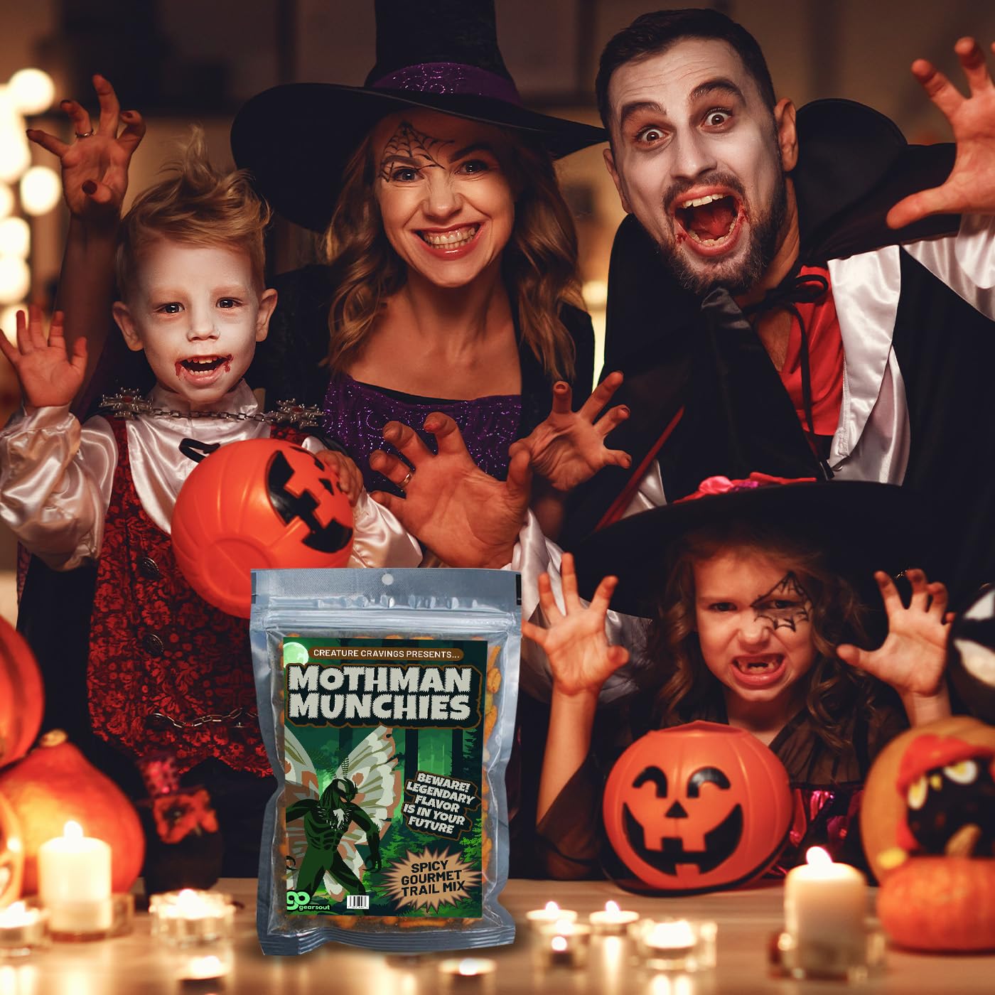 Mothman Munchies Gourmet Trail Mix for Scary Movie Lovers Halloween Basket Ideas for Men Weird Cryptid Stocking Stuffers Spicy Snacks