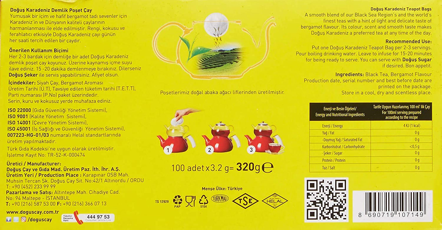 Turkish Tea, Black Tea, Gourmet Tea,Organic Tea Black Tea Iced or Hot Tea Caffeinated Black Tea 100 Tea Bags, Turkish Organic Black Tea,Çay By Do?u?