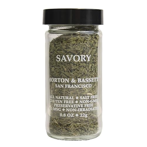 Morton & Bassett Savory Spice, 0.8 oz - Non-GMO, Salt-Free, Herbaceous Blend for Stews, Roasts & Mediterranean Dishes