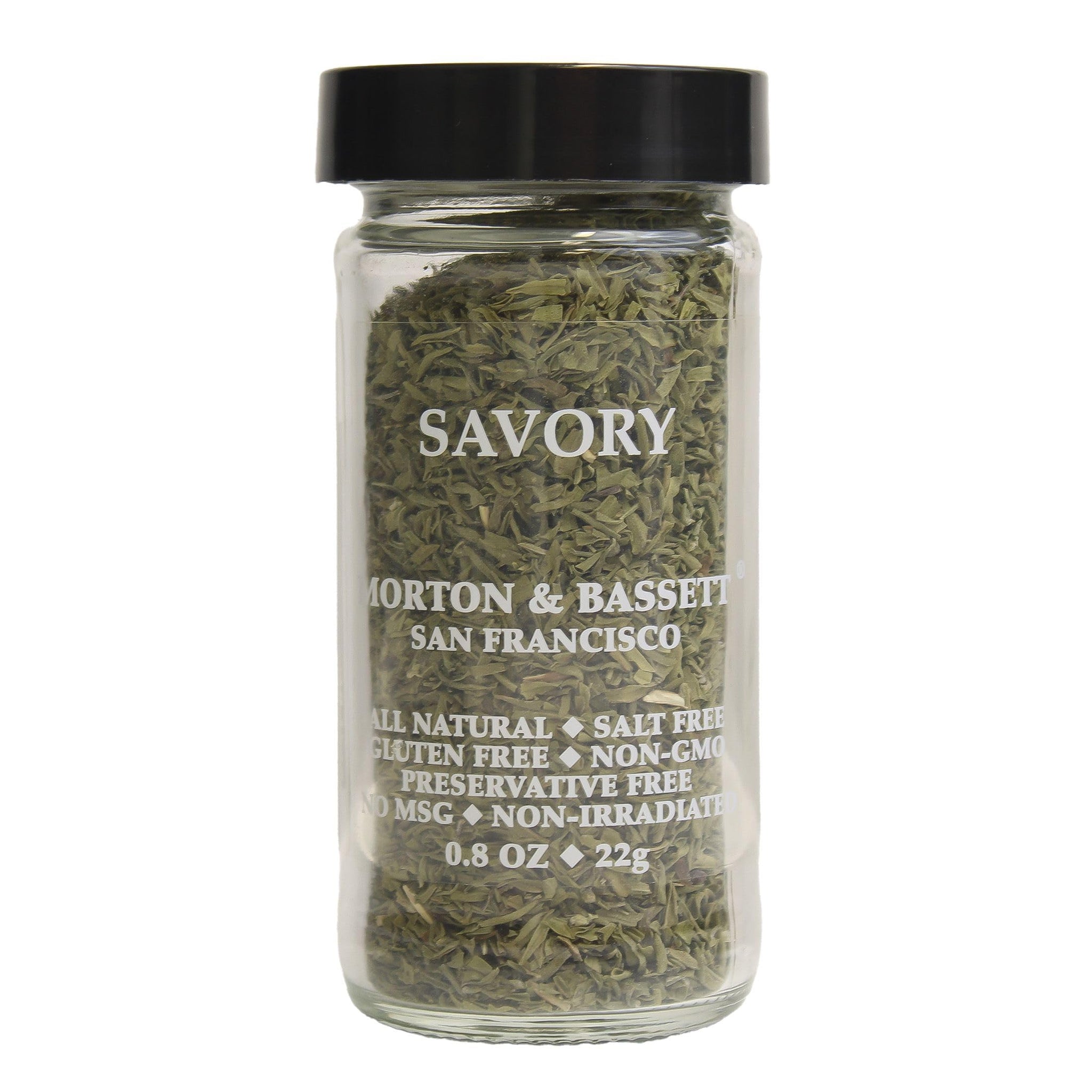 Morton & Bassett Savory Spice, 0.8 oz - Non-GMO, Salt-Free, Herbaceous Blend for Stews, Roasts & Mediterranean Dishes