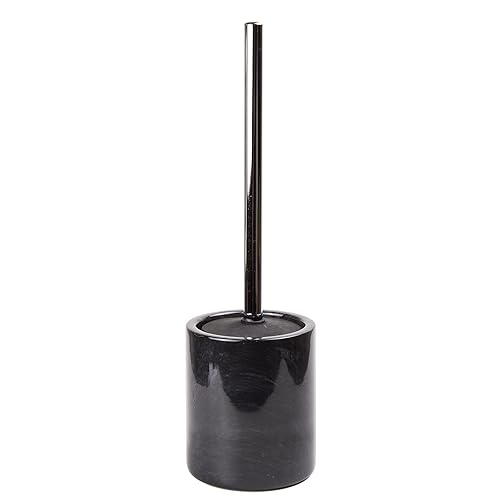 Creative Home Natural Black Marble Toilet Ball Brush and Holder Set with Silicone Cover Compact Storage Scrubbing Brush for Bathroom Cleaning, 4.3"