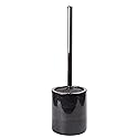 Creative Home Natural Black Marble Toilet Ball Brush and Holder Set with Silicone Cover Compact Storage Scrubbing Brush for Bathroom Cleaning, 4.3"