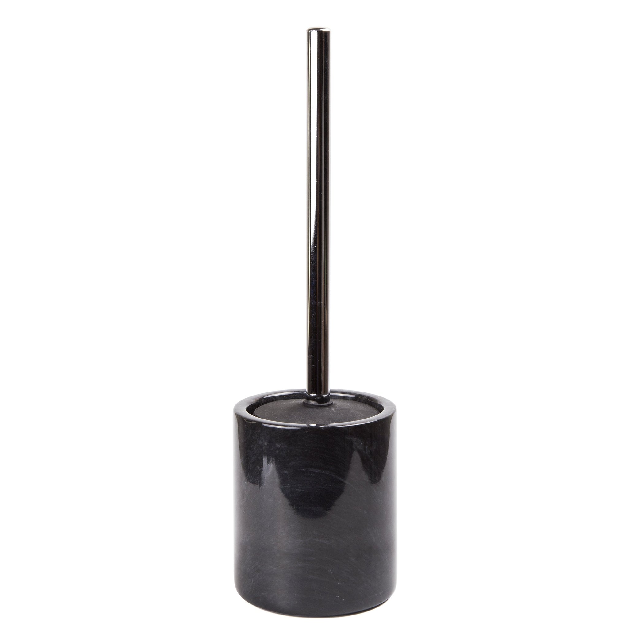 Creative Home Natural Black Marble Toilet Ball Brush and Holder Set with Silicone Cover Compact Storage Scrubbing Brush for Bathroom Cleaning, 4.3"