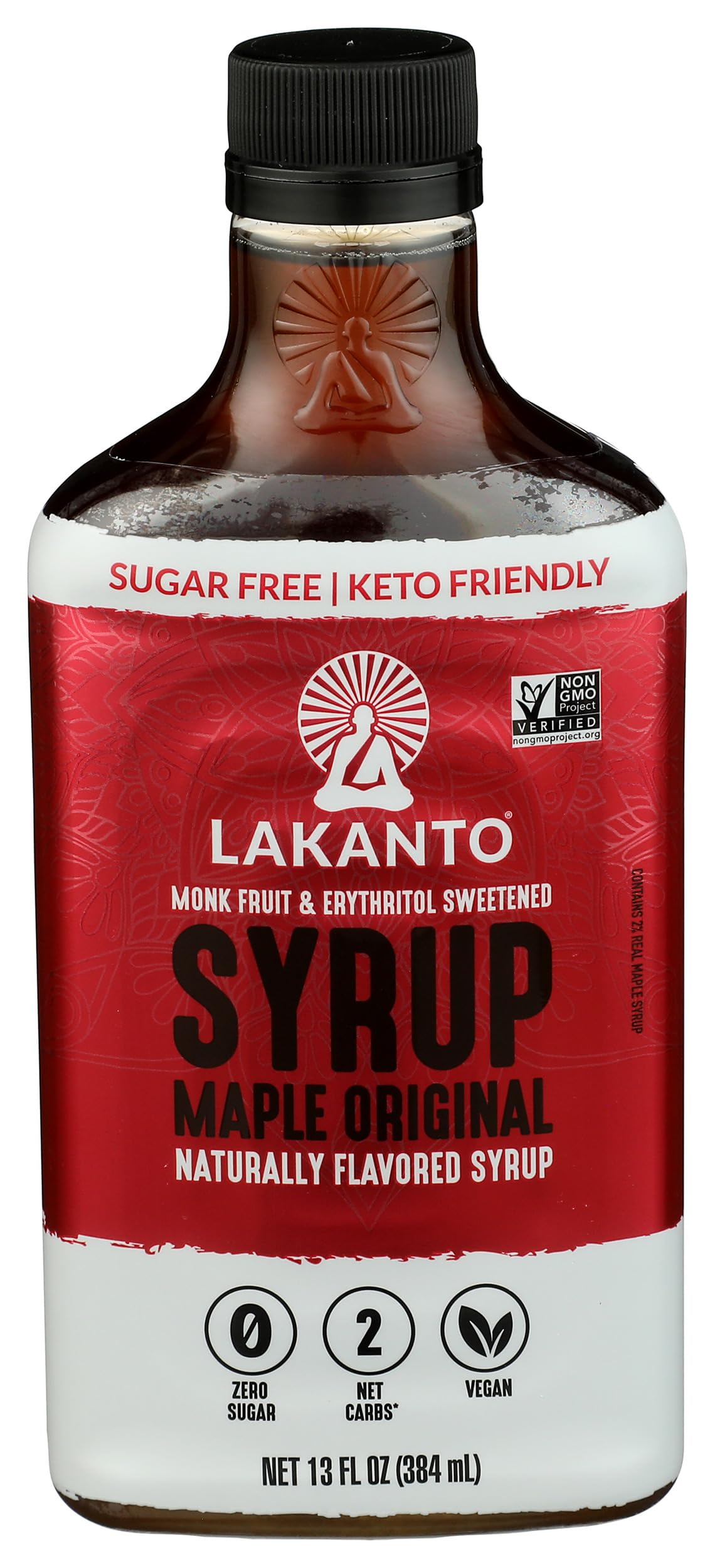 Lakanto Sugar Free Maple Syrup With Monk Fruit & Erythritol For Pancakes, Waffles, Oatmeal, Coffee, Tea, Granola, Frosting & Dressing, Zero Sugar, Keto, Vegan, Gluten Free, 1 G Net Carbs, 13 Fl Oz