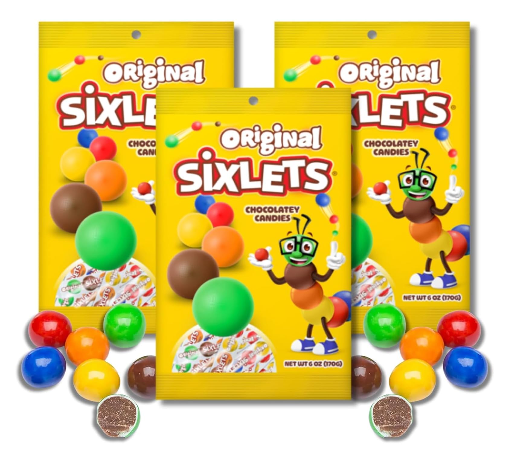 Sixlets Original Chocolatey Candies - Pack of 3-6 oz Bags - Delicious Classic Candies Everyone is Sure to Love - Perfect for Sharing with Friends