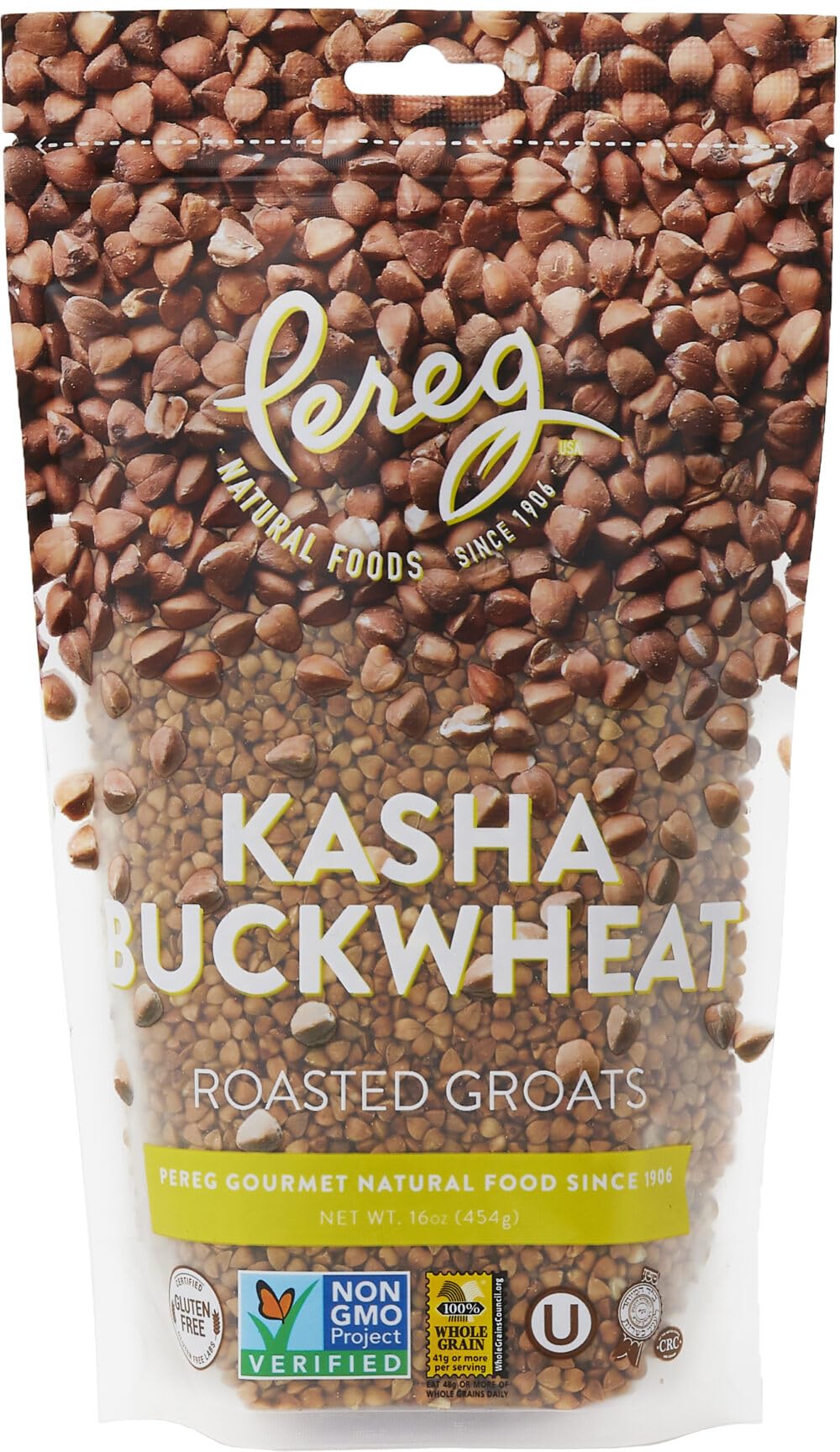 Pereg Roasted Buckwheat (16 Oz) - 100% Natural Buckwheat Groats - Gluten Free & Non GMO - Kasha Hulled Buckwheat Groats - Wheat & Rice Alternative - Made in USA - Resealable Packing