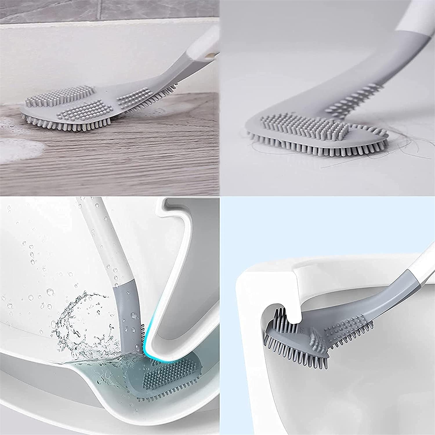Silicone Toilet Brush,Golf Toilet Bowl Brush and Holder Set Long Handle No Dead Ends Flexible Toilet Cleaner Brush Wall-Mounted Toilet Cleaning Brush