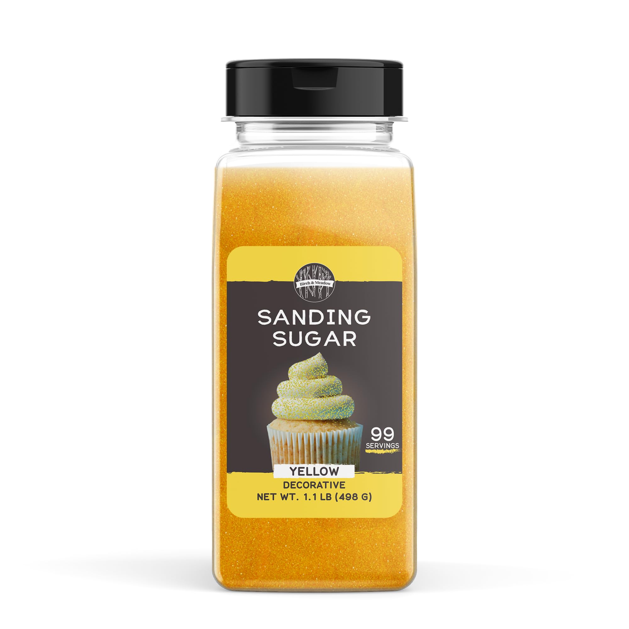 Birch & Meadow Sanding Sugar, Yellow, 1.1 lb. Colorful Sugar Crystals for Festive Holiday Baking