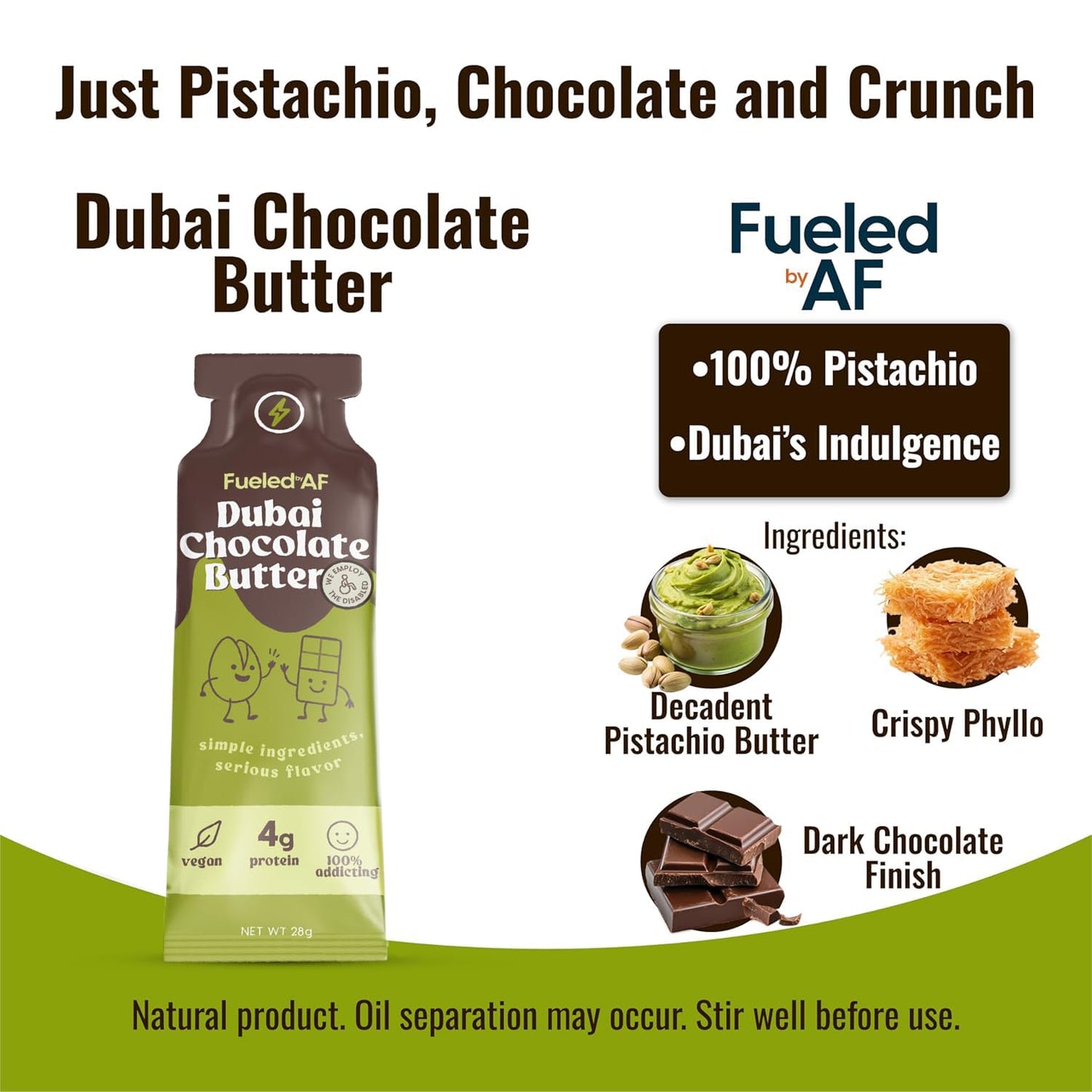Fueled AF Vegan, Keto, and Paleo Friendly, 8 Pouches (8 oz each) (8 Ounce (Pack of 8), Dubai Chocolate Spread)