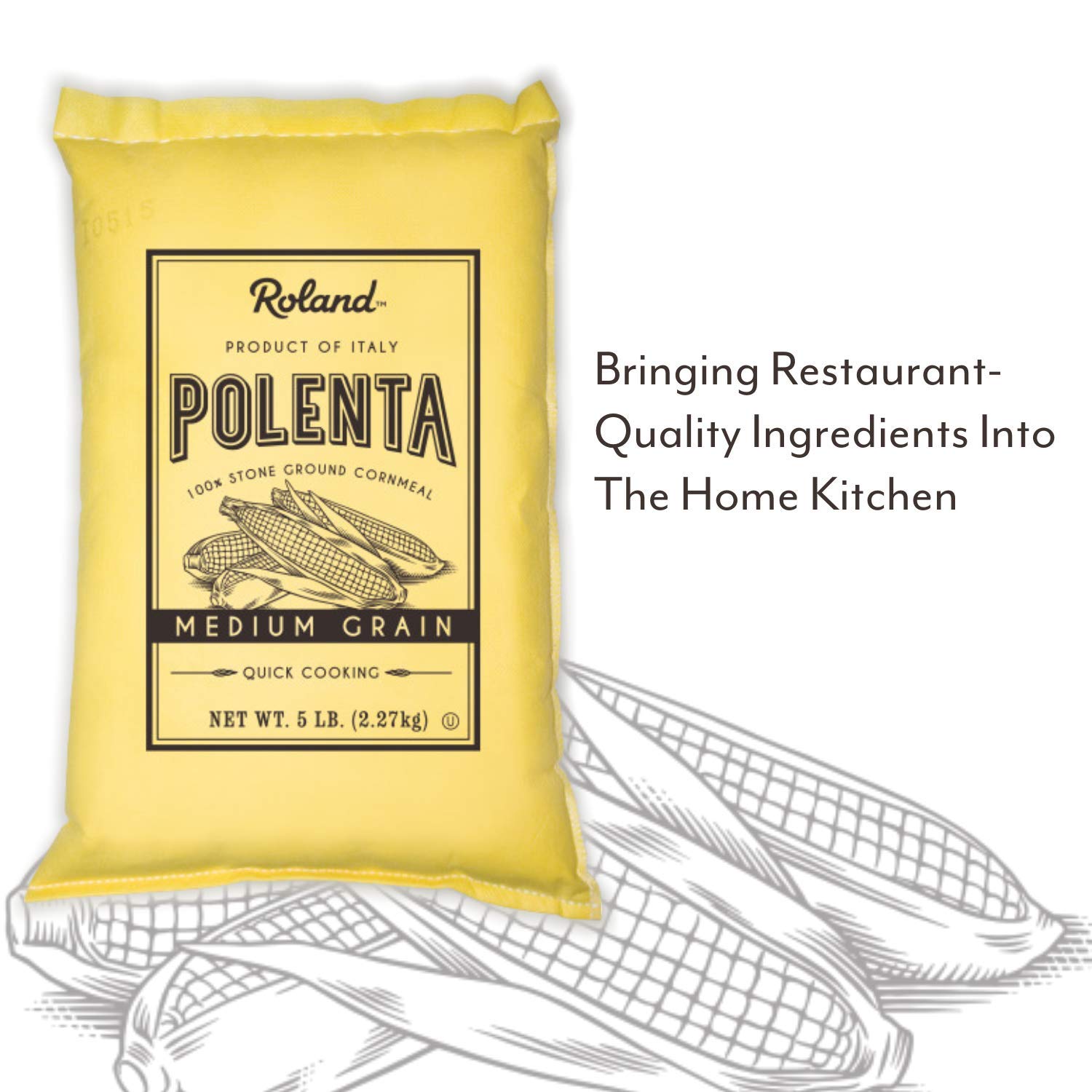 Roland Foods Medium Grain Yellow Polenta from Italy, 5 Lb Bag