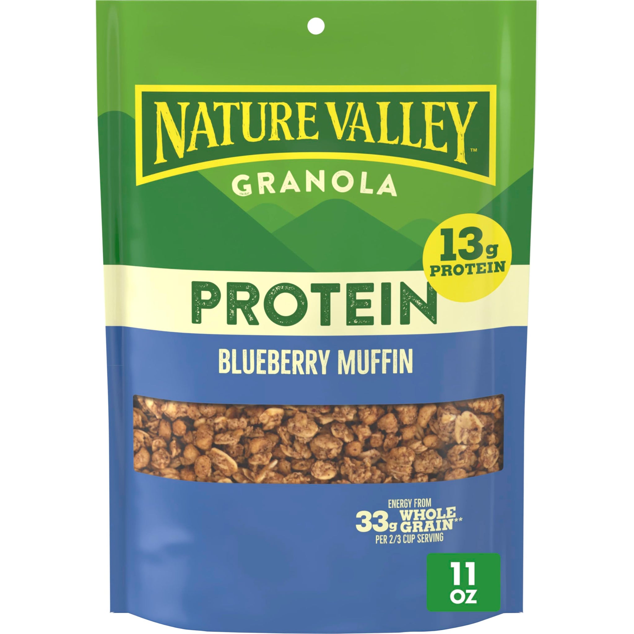 Nature Valley Protein Granola, Blueberry Muffin Flavor, Resealable Snack Pouch, 11 oz