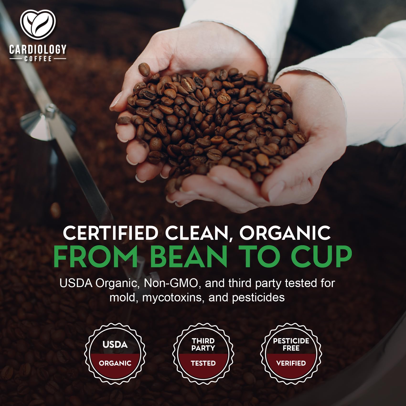 Cardiology Coffee - Medium Roast Decaf Coffee Beans - USDA Certified Organic, Mold Free 12oz Premium Whole Bean Coffee - Decaf Barista-Style Beans