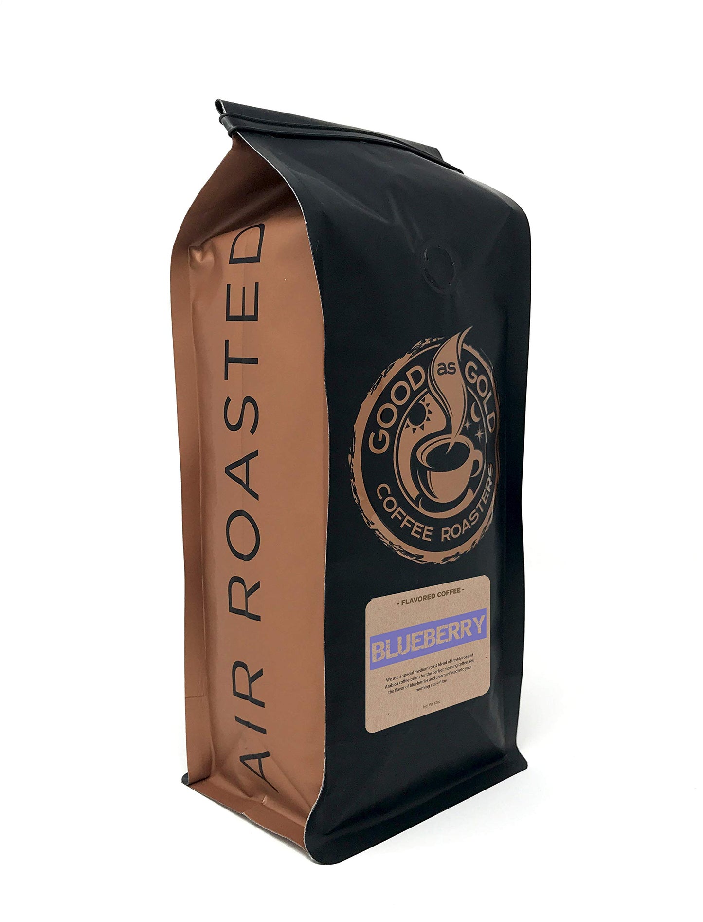 Good As Gold Coffee Roasters - Blueberry Flavored Whole Bean Coffee, 12 Oz