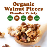 Food to Live Organic Walnut Pieces, 2 Pounds - California Chandler Variety. Medium Size. Non-GMO. Rich in Omega-3, Antioxidants, Fiber. Great