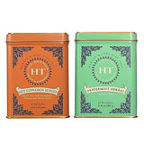Harney & Sons Peppermint Herbal Caffeine Free with Caffeinated Hot Cinnamon Sunset Black Tea with Orange and Clove (20 Sachets)