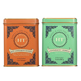 Harney & Sons Peppermint Herbal Caffeine Free with Caffeinated Hot Cinnamon Sunset Black Tea with Orange and Clove (20 Sachets)