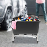 Portable Mop Sink w/Wheels Plastic Utility Sink Basin Freestanding Mop Bucket for Laundry Room, Garage, Basement, Garden, One-Touch Drain Function