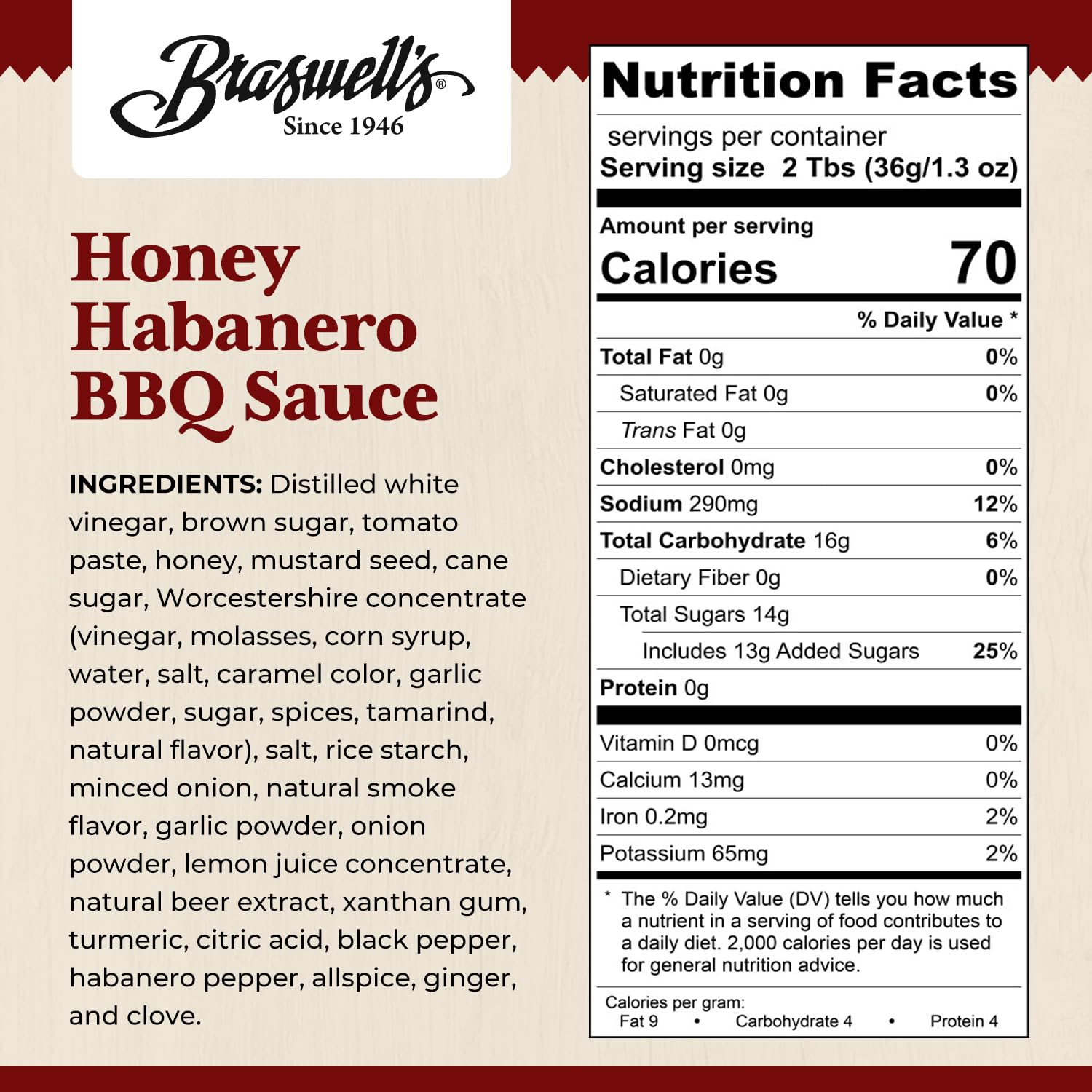 Braswell’s Gourmet BBQ Sauce - Small-Batch, Renowned Specialty, Made in USA, Since 1946 (13.5 Ounce, Honey Habanero)