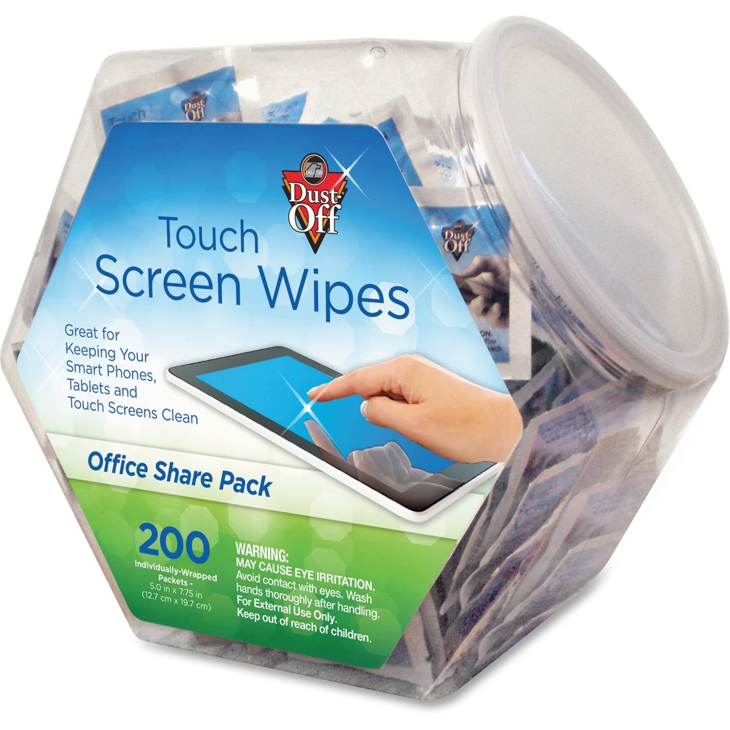 Falcon Touch Screen Wipes Office Share Pack (FALDMHJ)5.0 in x 6.0 in 200 Individual wrapped Packets