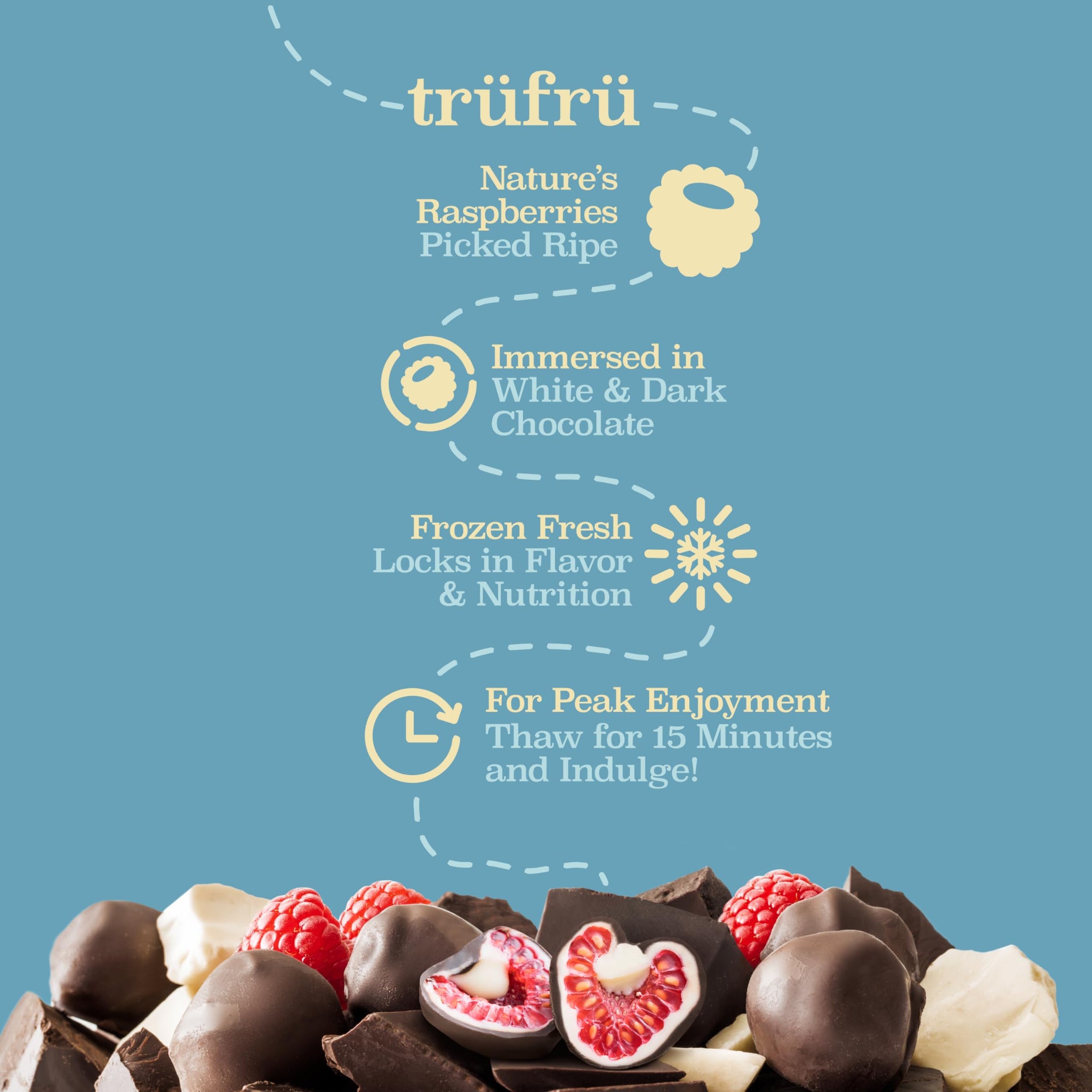 Tru Fru, Frozen Raspberries White And Dark Chocolate, 8 Ounce