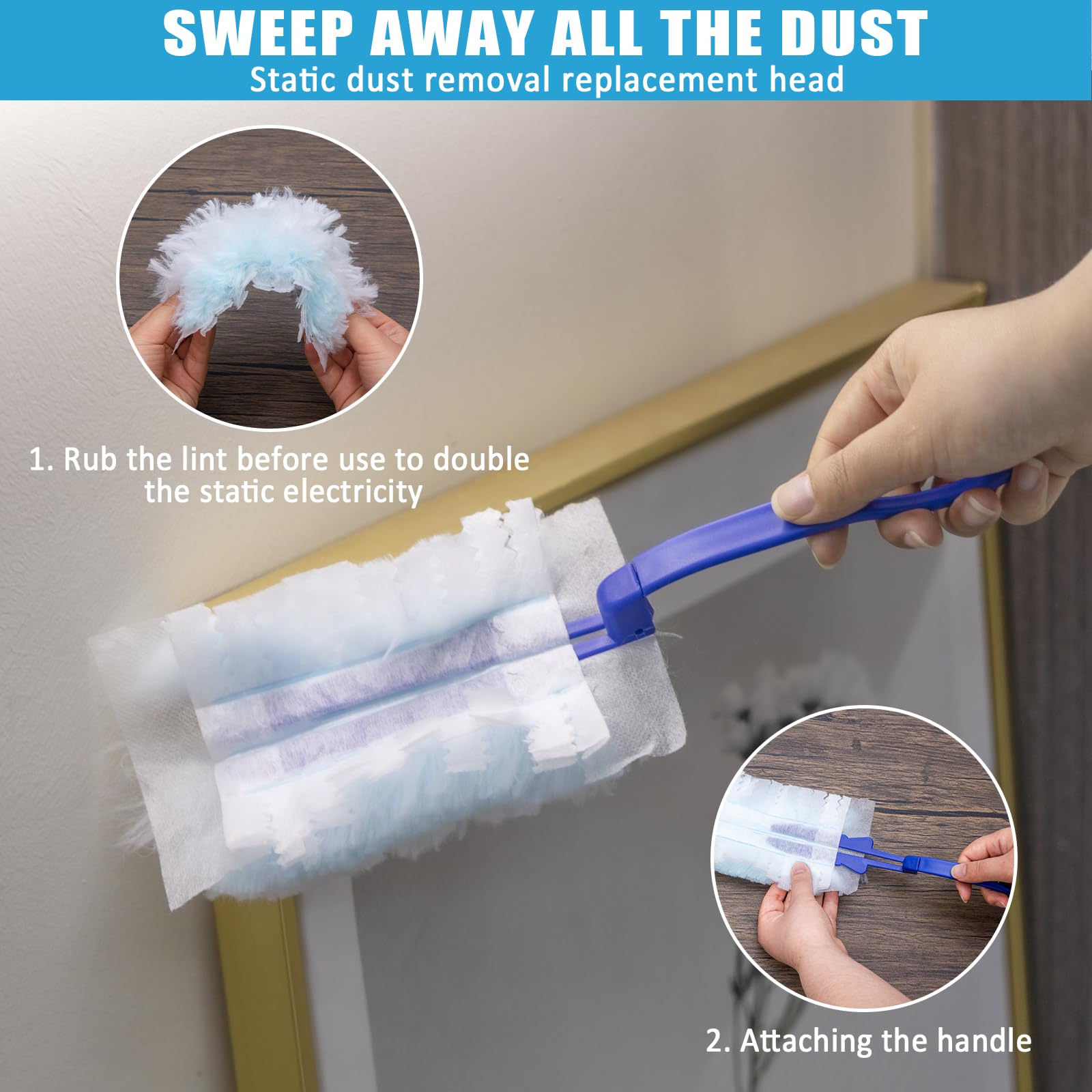 HLWDFLZ Microfiber Duster Kit 36pcs with 30 to 100 in Extension Pole and Ceiling Fan Cleaner Duster, Washable and Bendable Feather Duster for Cleaning