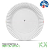 6-Inch Paper Plates Uncoated, Everyday Disposable Dessert Plates 6" Paper Plate Bulk, White, 300 Count, Stock Your Home