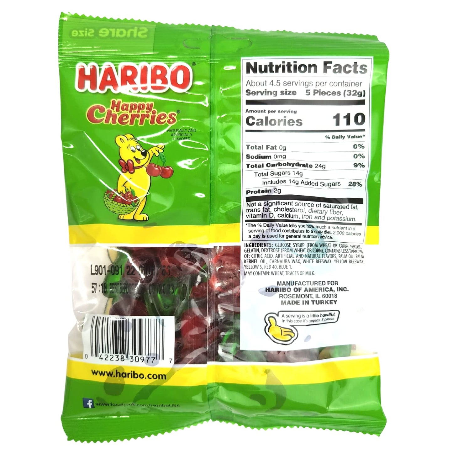 Haribo Happy Cherries Gummi Candy Share Size (2 Pack) and 2 Gosutoys Stickers