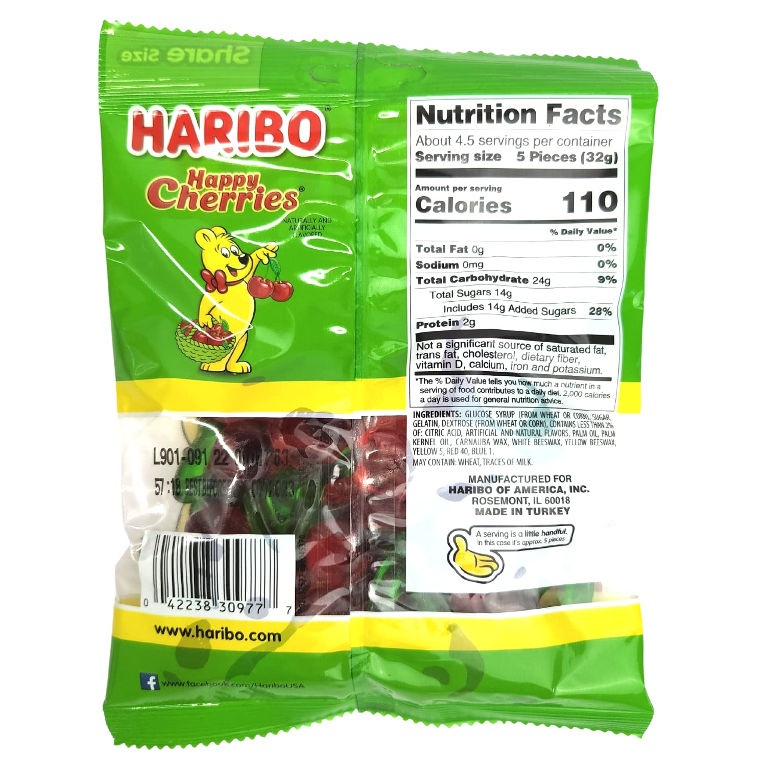 Haribo Happy Cherries Gummi Candy Share Size (2 Pack) and 2 Gosutoys Stickers