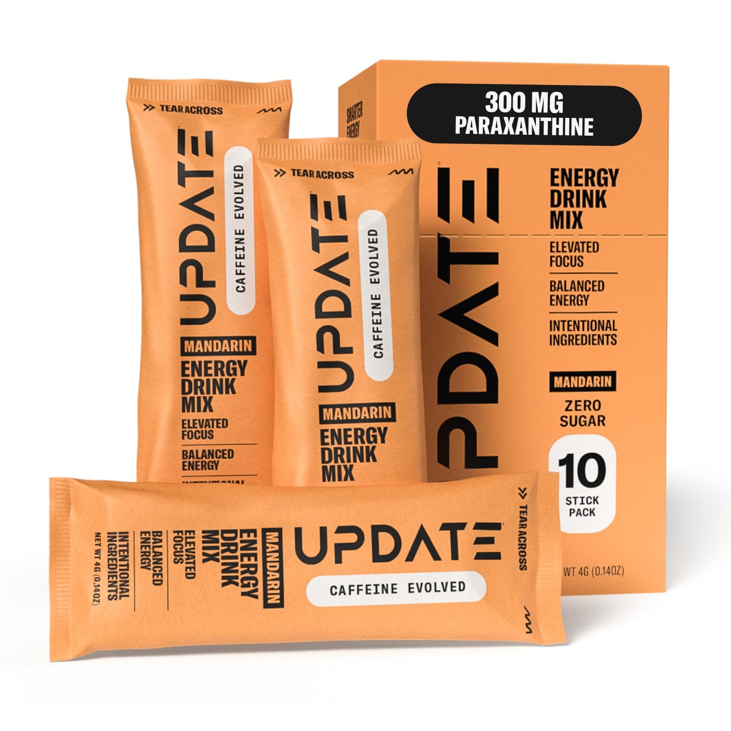 Drink Update Caffeine Free Energy Drink Powder Packets, Made with Paraxanthine, No Sugar, Jitter & Crash Free, Healthy, Natural, Improved Focus, No