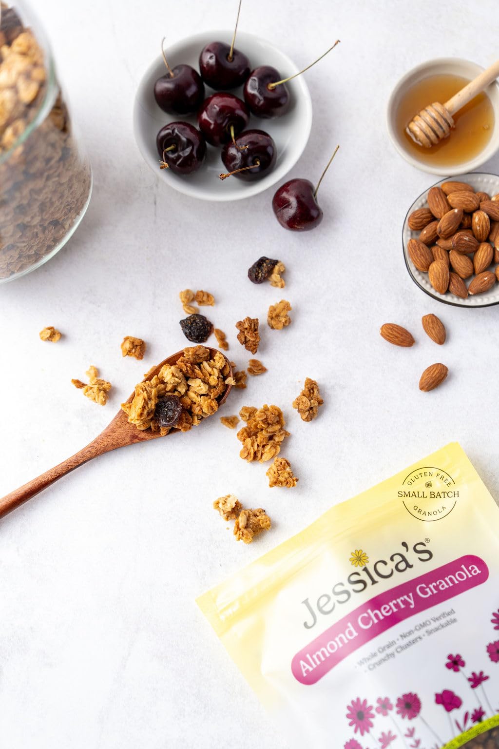 Jessica’s Almond Cherry Granola - Handmade, Non-GMO, Gluten-Free, Whole Grain, 11oz