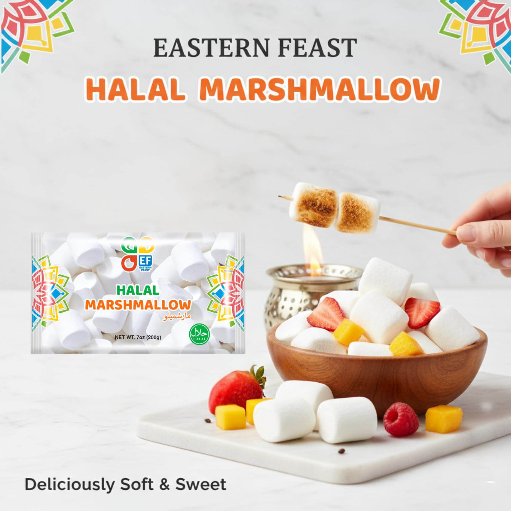 Eastern Feast - Halal Marshmallow, 7oz / 200g, (Pack of 4), (Classic, Large)