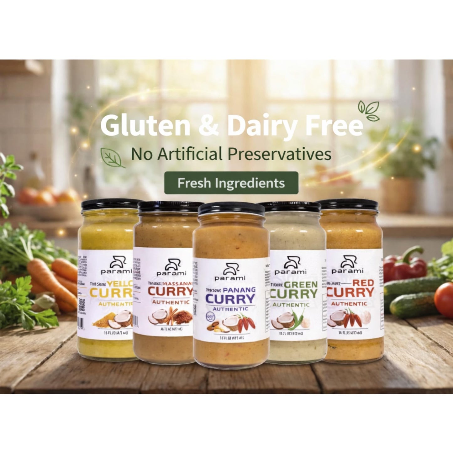 Parami Thai Curry Sauce Size 16 OZ (Gluten Free, Dairy Free, Nut Free) (Pack of 3, Red)