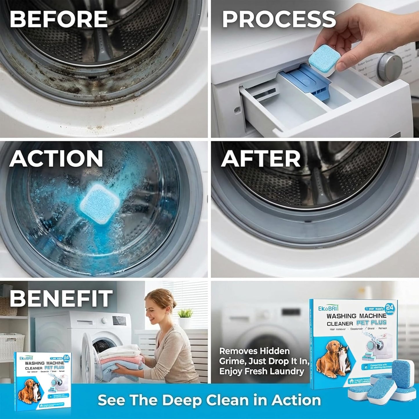EKoBRIT Washing Machine Cleaner Tablets