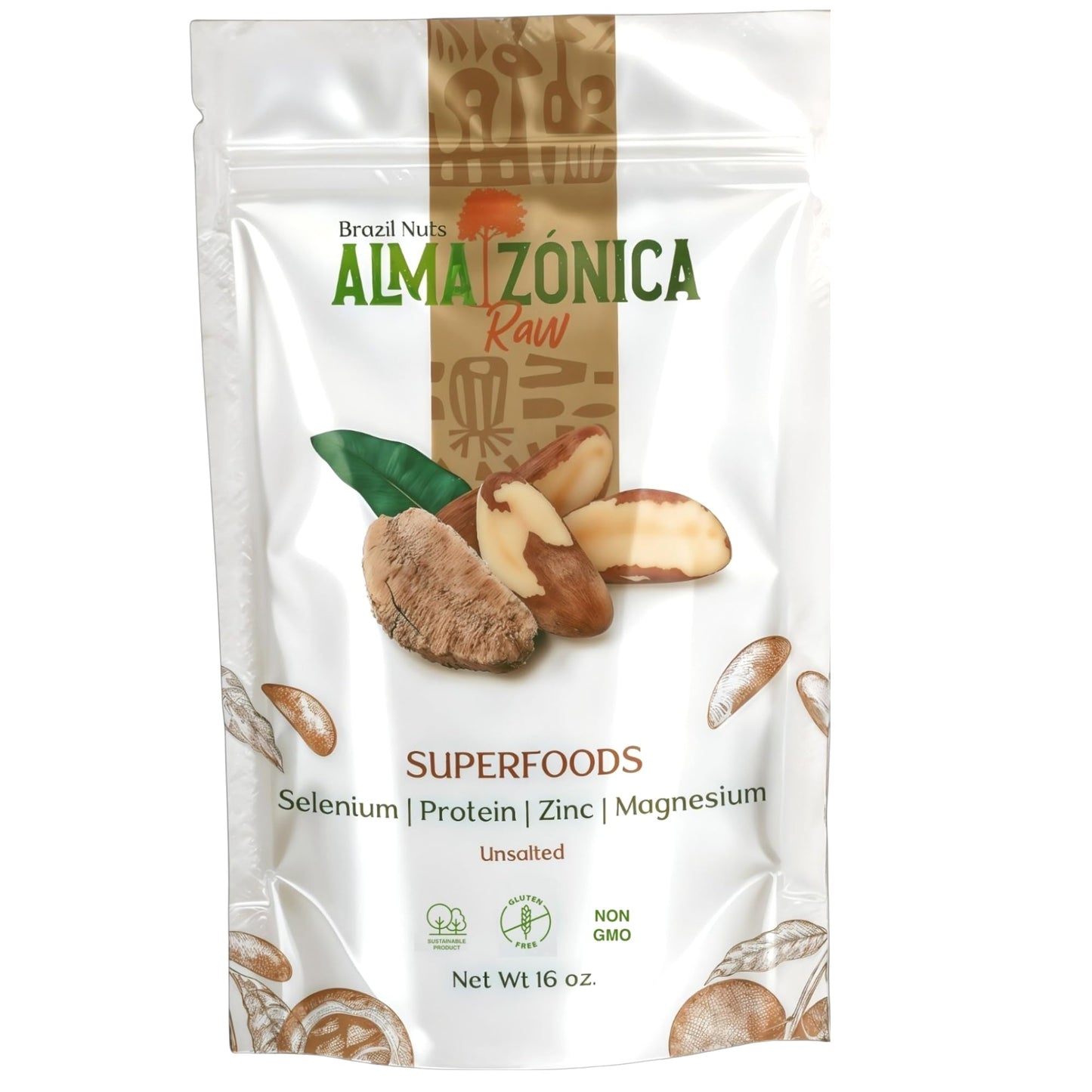 Raw Brazil Nuts 1 lb (16 oz) - Wild Harvested, Unsalted, Whole, High Selenium, Non-GMO, Single-Origin Bolivia, Gluten-Free, Kosher, Resealable Bag |