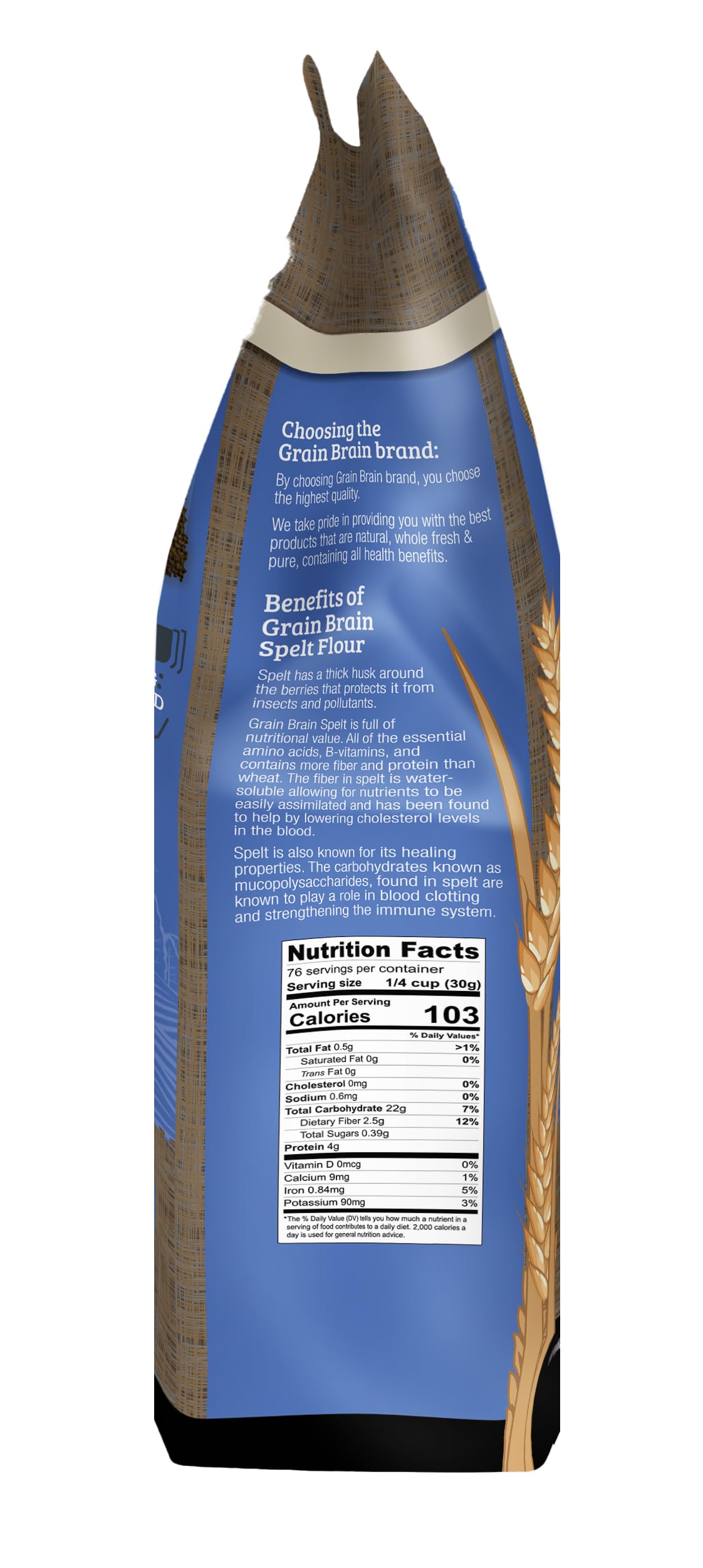 Grain Brain Organic Whole Spelt Flour (5 lb)