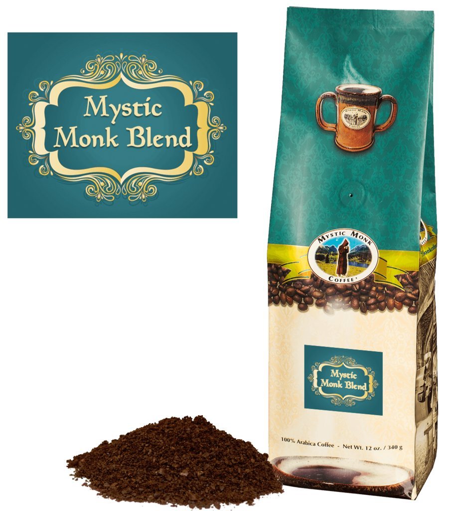 Mystic Monk Coffee: Mystic Monk Blend (Dark Roast Ground Coffee 100% Arabica) - 12 ounce bag