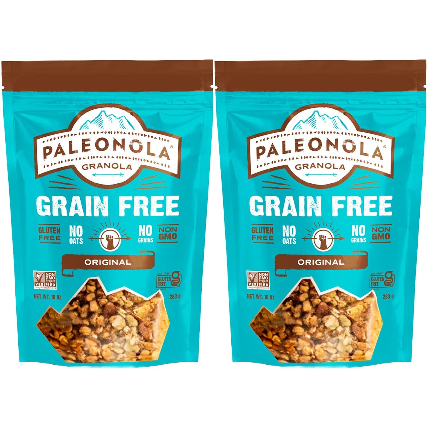 Paleonola Original Grain Free Granola, 10 Oz Resealable Bag (Pack of 2) - Grainless Protein Paleo Granola Blended with Dried Coconut and Cranberries