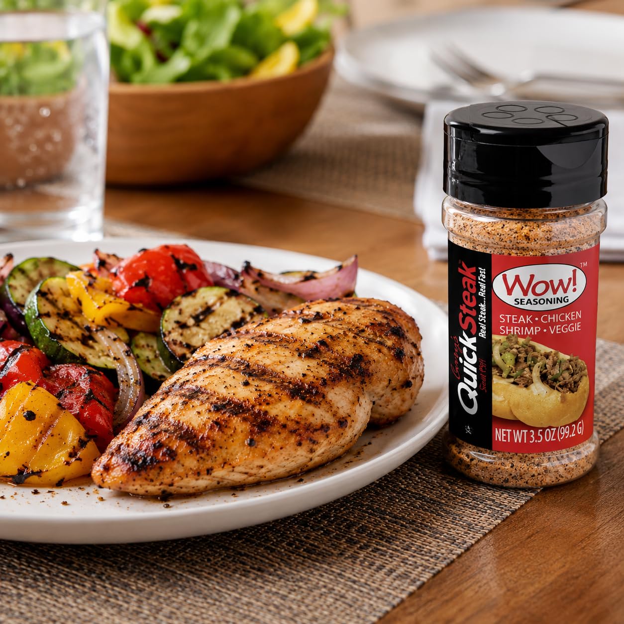 Gary's QuickSteak Wow! Seasoning, 3.5 oz Bottle, 12 Pack